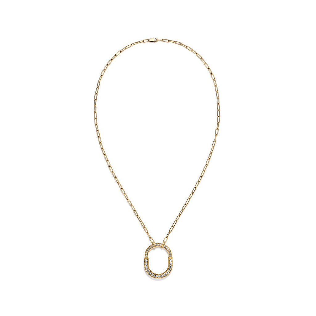 18K Tiffany Lock Pendant Pave Diamonds Necklace