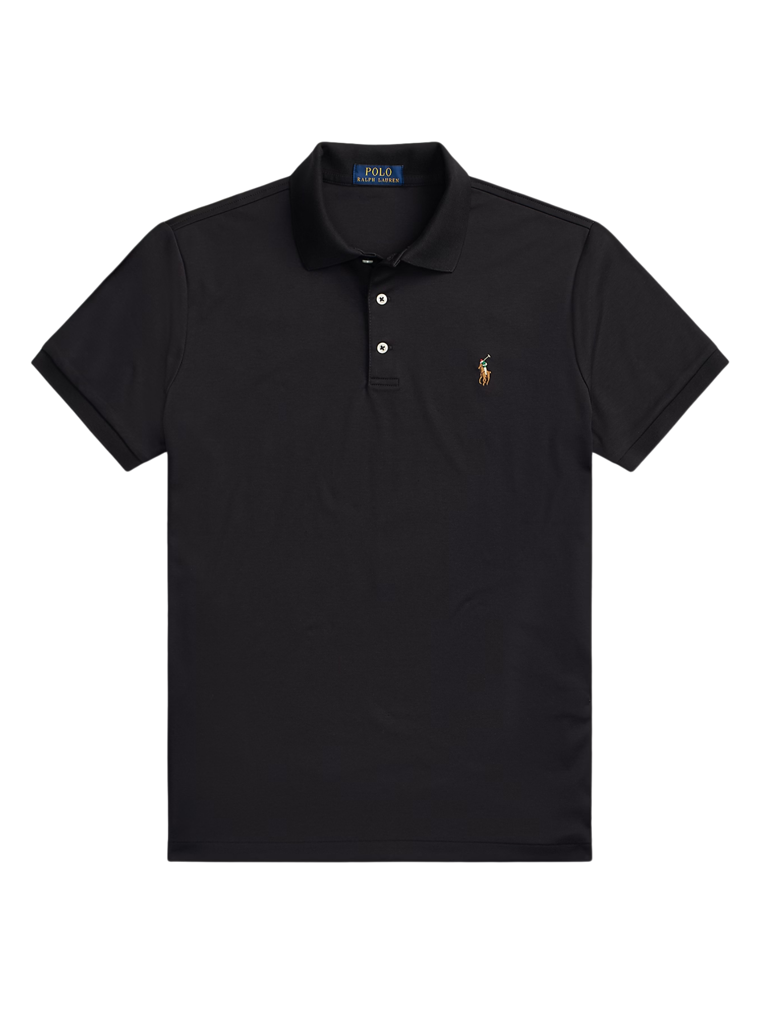 RALPH LAUREN Custom Slim Fit Soft Cotton Polo Shirt Polo Black