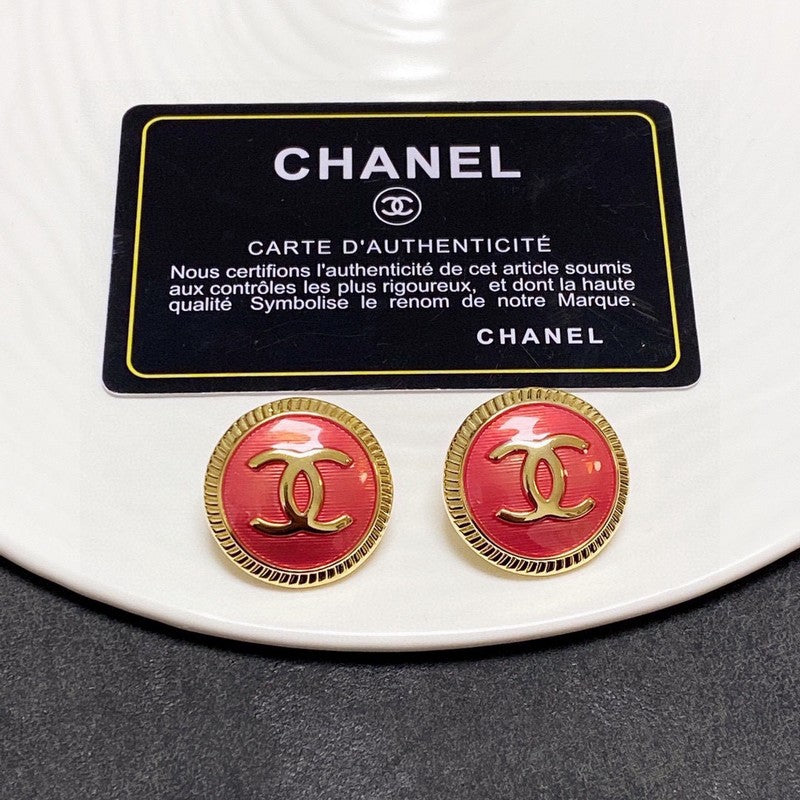 18K  Chanel Pink Round Earrings