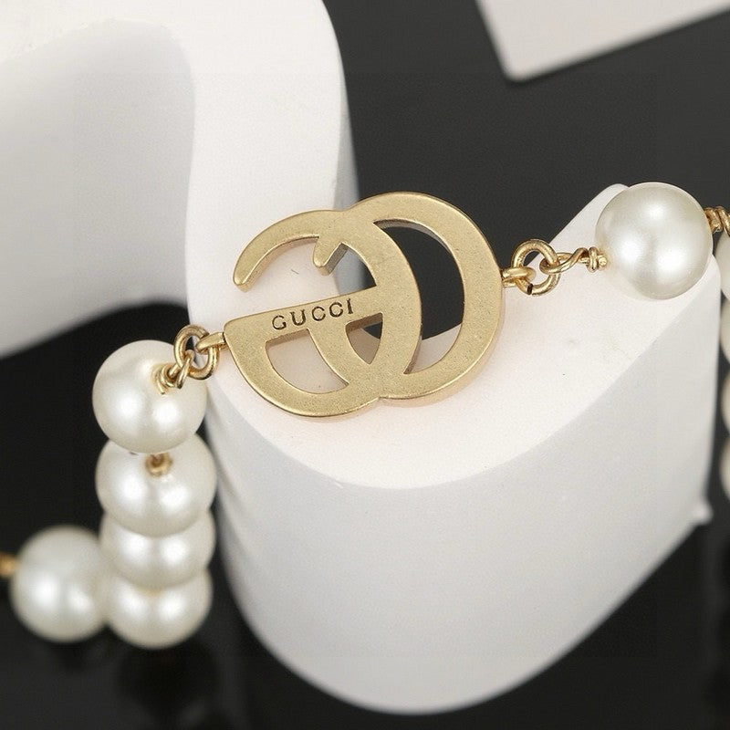 18K Double Gucci Pearl Necklace