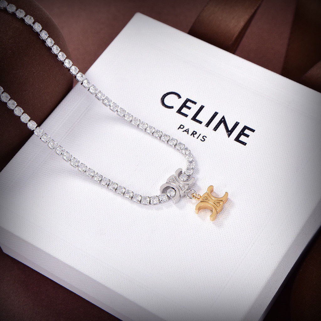 18K Celine Crystals Link Necklace