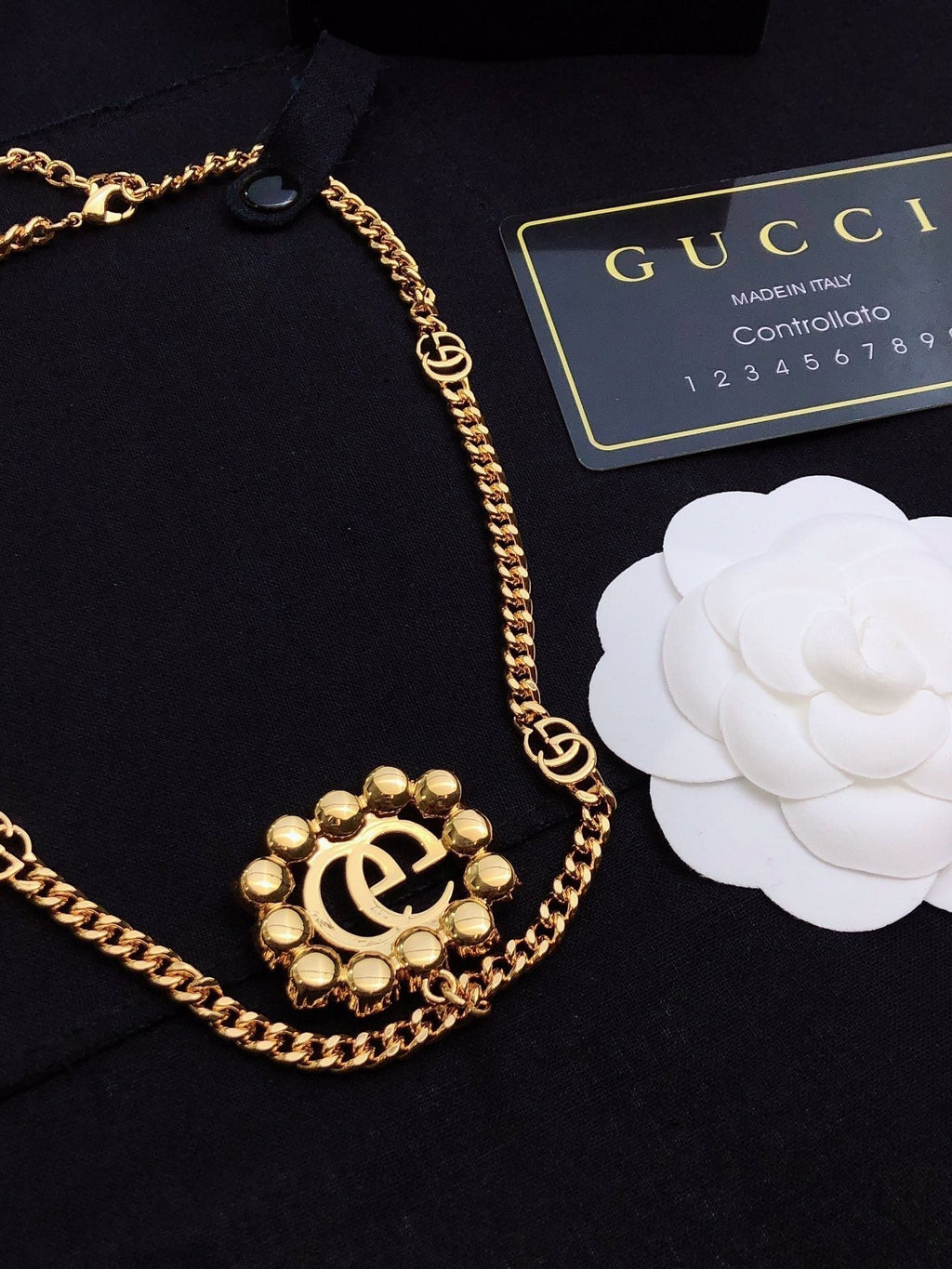 18K Double Gucci Pearl Double Gucci Necklace