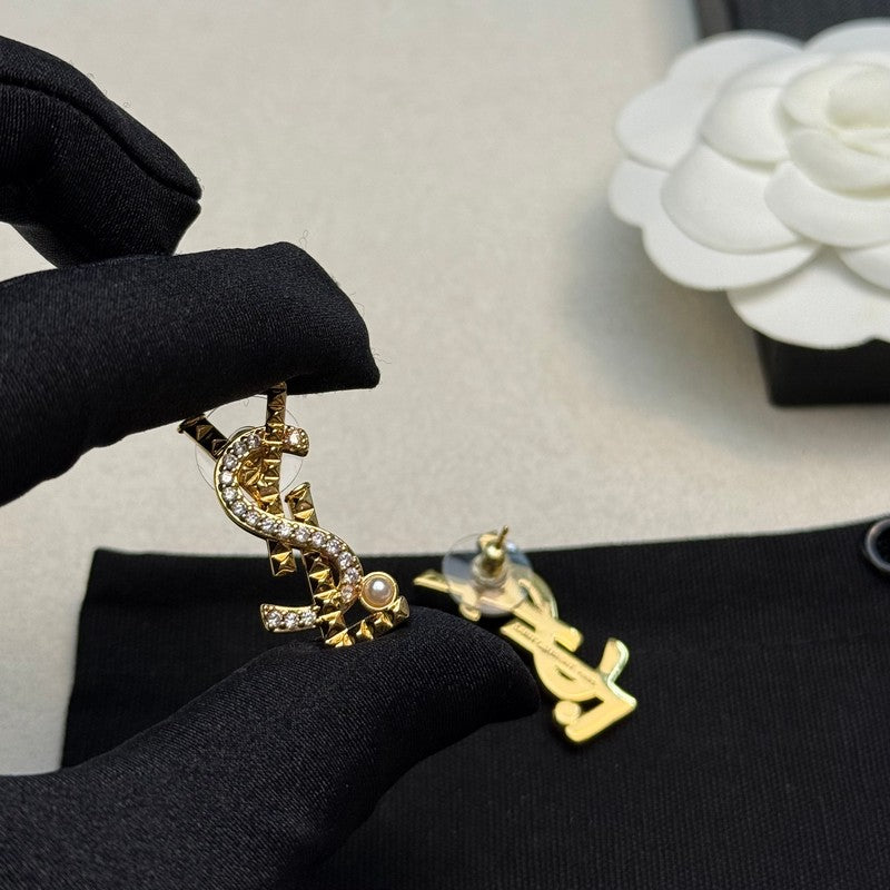 18K YSL Gold Diamond Earrings