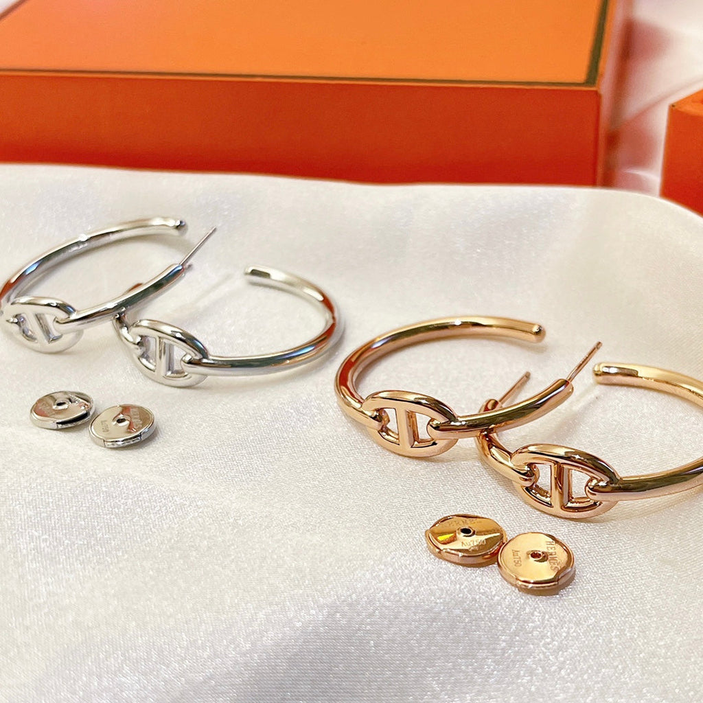 18K Chaine D'Ancre Hermes Earrings